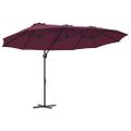 vidaXL Slnečník Bordeaux červená 372 x 198 x 243 cm Polyester a hliník