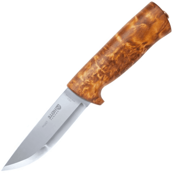 Helle HE-200075 Eggen vonkajší nôž 10 cm, drevo kučeravej brezy, kožené puzdro