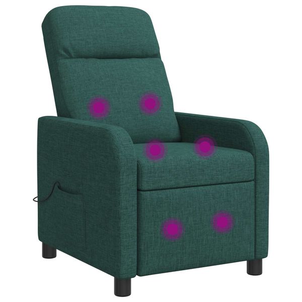 vidaXL Masážne relaxačné kreslo Tmavozelená Látka