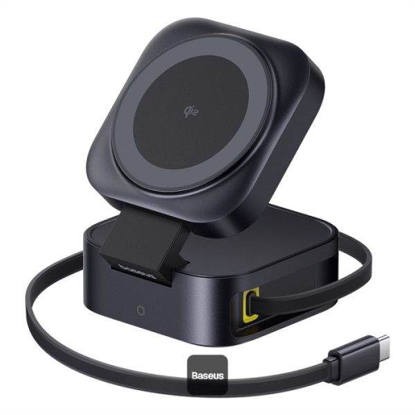 Baseus Magnetický bezdrôtový nabíjací stojan PicoGo Series 2v1 Qi2 67W čierny