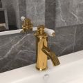 vidaXL Kúpelňová vodovodná batéria zlatá 130x180 mm