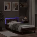vidaXL Posteľný rám s čelom a LED svetlami dymový dub 75x190 cm