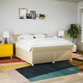 vidaXL Posteľný rám boxspring s matracom krémový 180x200 cm látka