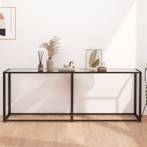 vidaXL Konzolový stolík priehľadný 200x35x75,5 cm tvrdené sklo
