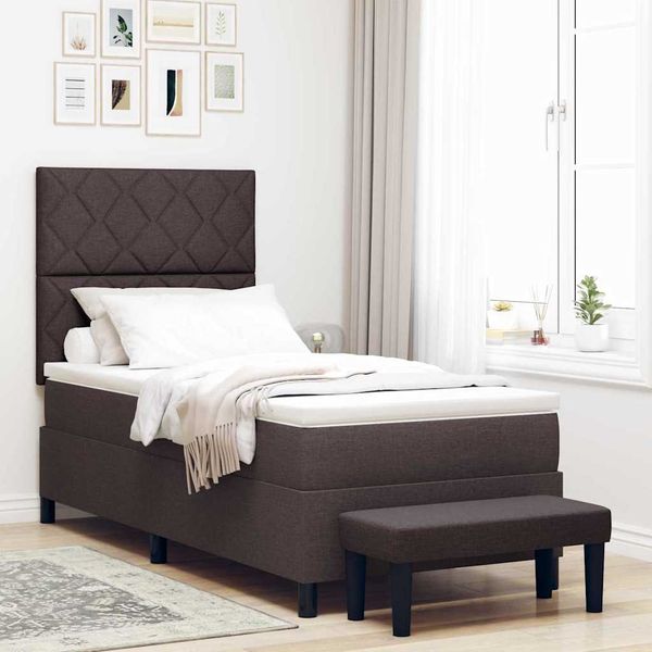 vidaXL Posteľ s pružinovým rámom Tmavohnedá 100 x 200 cm látka