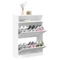 vidaXL Botník s 2 výklopnými zásuvkami biely 80x34x116 cm