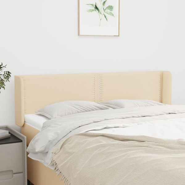 vidaXL Čelo postele so záhybmi krémový 147x16x78/88 cm látka