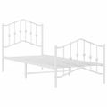vidaXL Kovový rám postele s predným a zadným čelom biely 90x200 cm
