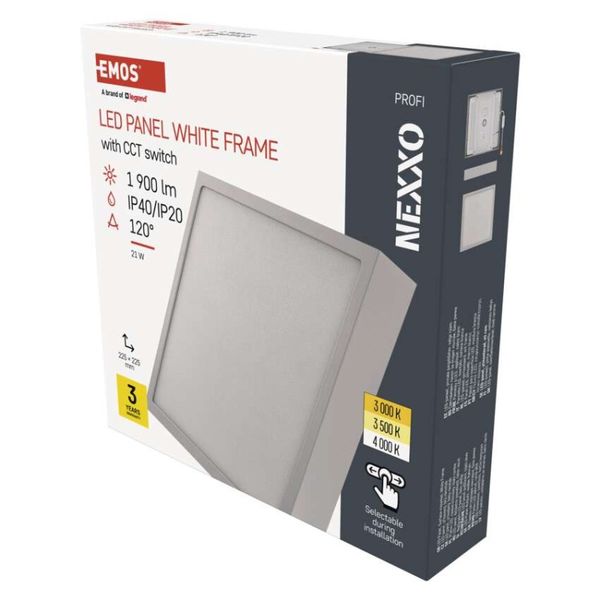 LED prisadené svietidlo, štvorec, biele, 21W, CCT