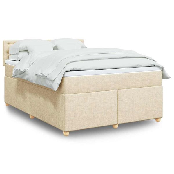 vidaXL Boxspring posteľ s matracom krémový 140x190 cm látka