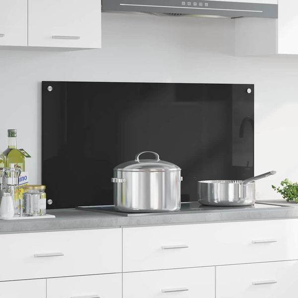 vidaXL Kuchynský obklad Čierna 100 x 50 cm tvrdené sklo