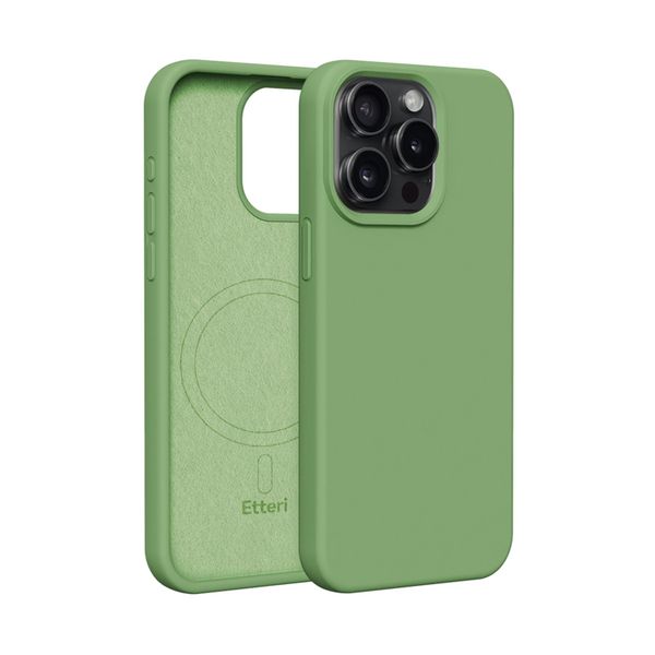 Etteri Silikónové Mag puzdro pre iPhone 15 Pro Max 6,7" svetlozelená