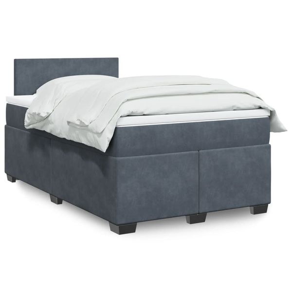 vidaXL Posteľný rám boxspring s matracom tmavosivý 90x190 cm zamat