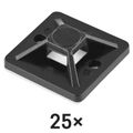 Samolepiaca príchytka sťahovacej pásky 20×20 mm, čierna, 25 ks