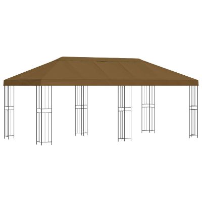 vidaXL Altánok so stenami 6 x 3 m Sivohnedá Polyester a oceľ 190