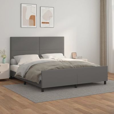 vidaXL Posteľný rám s čelom sivý 160x200 cm umelá koža
