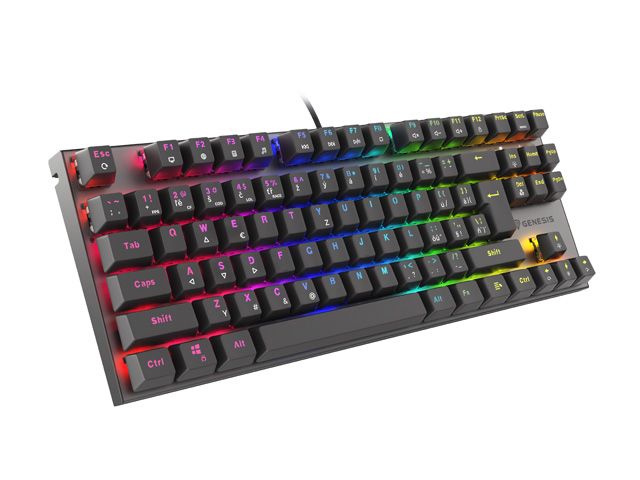Genesis herná mechanická klávesnica THOR 303/TKL/RGB/Outemu Red/Drôtová USB/ CZ- SK layout/Čierna