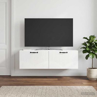 vidaXL Nástenná TV skrinka Biela s vysokým leskom 98 x 31 x 30 cm