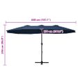 vidaXL Vonkajší slnečník s hliníkovou tyčou 460x270 cm, modrý