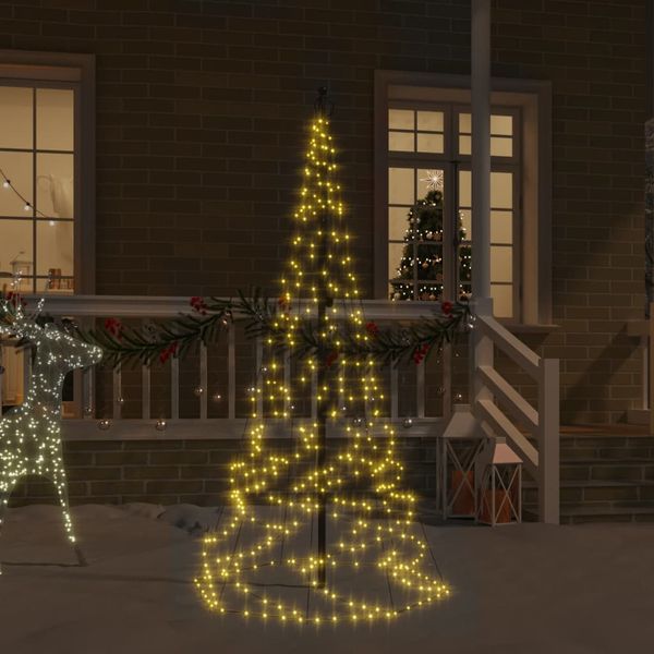 vidaXL Vianočný stromček na stožiar teplé biele svetlo 200 LED 180 cm