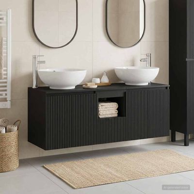 vidaXL Set kabinetov do kúpeľne 3 ks Čierna 49,5 x 44,5 x 65 cm