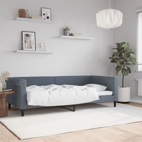 vidaXL Denná posteľ tmavosivá 90x200 cm zamat