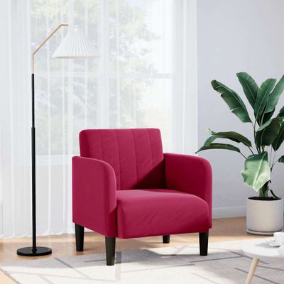 vidaXL Rozkladacia pohovka s podrúčkami, vínovo červená, 54 cm, zamat