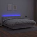 vidaXL Boxspring posteľ s matracom a LED biela 180x200 cm umelá koža