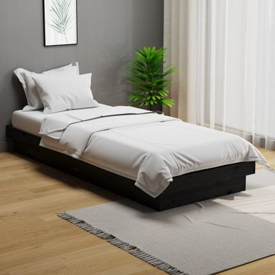 vidaXL Posteľný rám čierny drevený masív 75x190cm malé jednolôžko