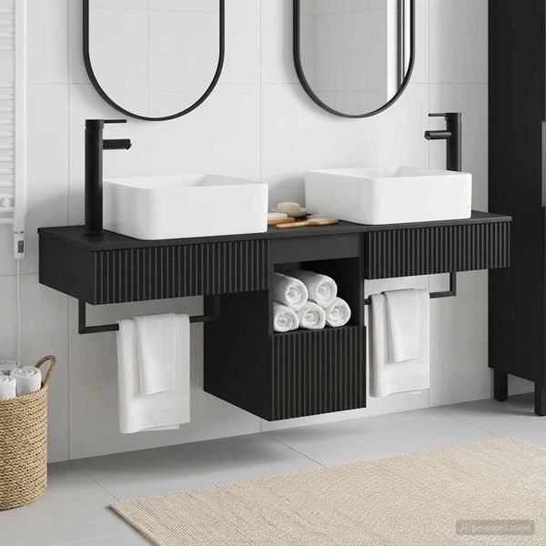 vidaXL Set kabinetov do kúpeľne 3 ks Čierna 53 x 35 x 39 cm