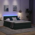 vidaXL LED úložná posteľ s matracom Tmavozelená 140 x 200 cm Zamat