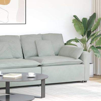vidaXL Modulová opierka na ruky s vankúšmi, svetlosivá, 100 cm