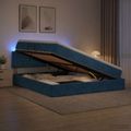 vidaXL LED úložná posteľ s matracom Tmavomodrá 140 x 200 cm Zamat