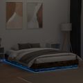 vidaXL Posteľný rám s LED svetlami dymový dub 160x200 cm
