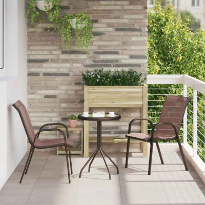 vidaXL Záhradný bistro set 3 ks Hnedá Oceľ