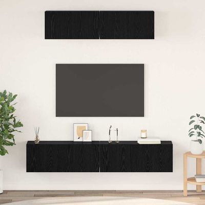 vidaXL Zostava TV skriniek Nástenný 4 pcs Čierny dub Kompozitné drevo