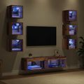 vidaXL TV skrinka 8 ks Staré drevo Sklo