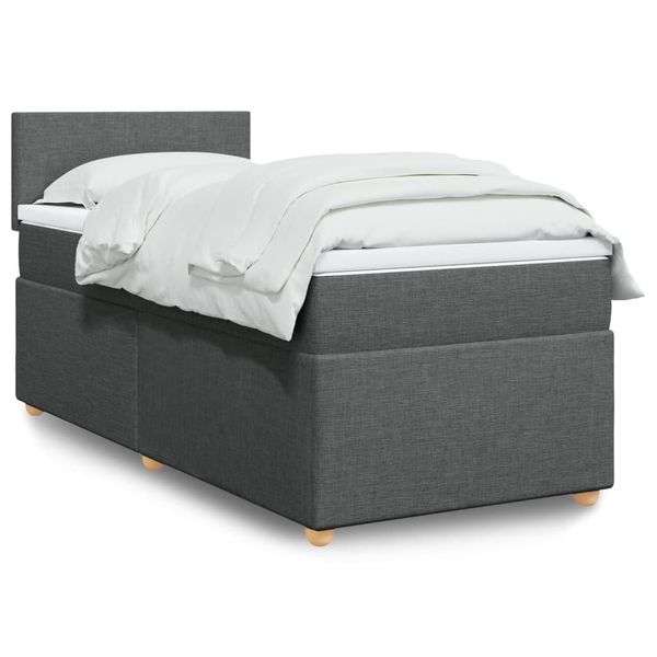 vidaXL Posteľný rám boxsping s matracom tmavosivý 80x200 cm látka