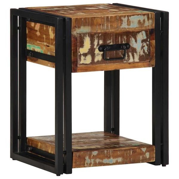vidaXL Nočný stolík Viacfarebný 40 x 35 x 50 cm Masívne obnovené drevo