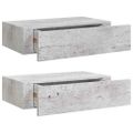 vidaXL Zásuvkové police nástenné 2 ks betónovo-sivé 40x23,5x10 cm MDF