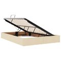 vidaXL LED úložná posteľ s matracom Krémová 140 x 200 cm Látka