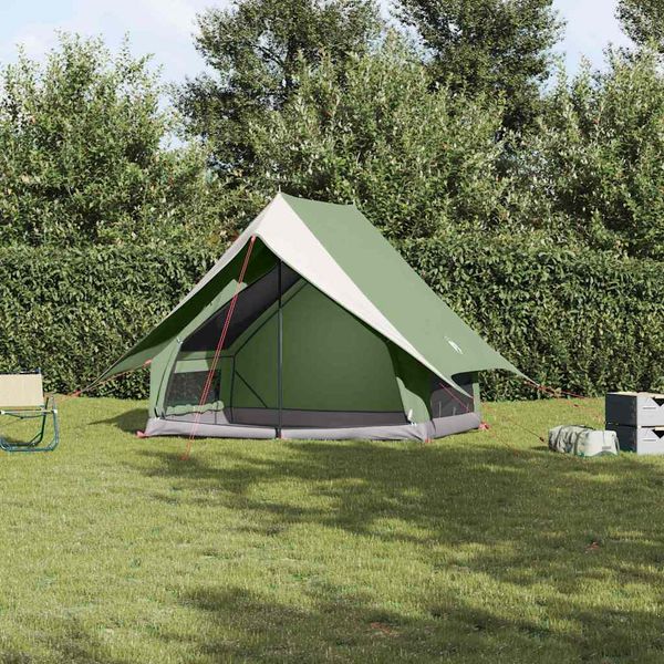 vidaXL Rodinný stan so strechou Zelená a biela 220 x 220 x 184 cm
