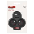 Rozbočovacia zásuvka 2×, vyp., 1×USB-A+1×USB-C, čierna