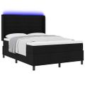 vidaXL LED box s pružinami s matracmi Čierna 160 x 200 cm látka