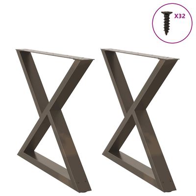 vidaXL Nohy k jedálenskému stolu 2 ks, prírodná oceľ, 90 x (72-73,3) cm, oceľ