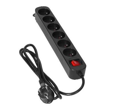 Predlžovací kábel ORNO ES-1/B/1,5M, 1,5m 6 zásuviek, vypínač, čierna Prodlužovací kabel ORNO ES-1/B/1,5M, 1,5m 6 zásuvek, vypínač, čierna