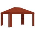 vidaXL Altánok 4 × 3 m Tehlová Polyester a oceľ 190 gsm