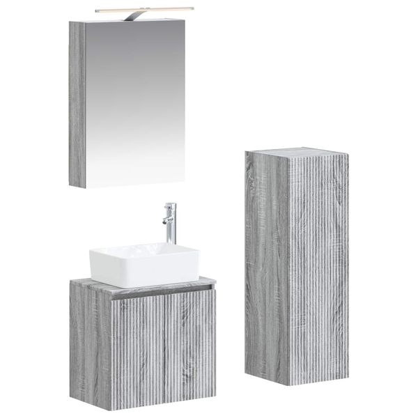 vidaXL Sada kúpeľňového nábytku 4 pcs Sivý Sonoma