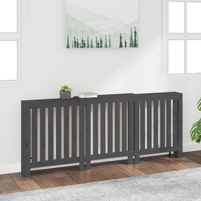 vidaXL Kryt na radiátor sivý 210x21x85 cm masívna borovica