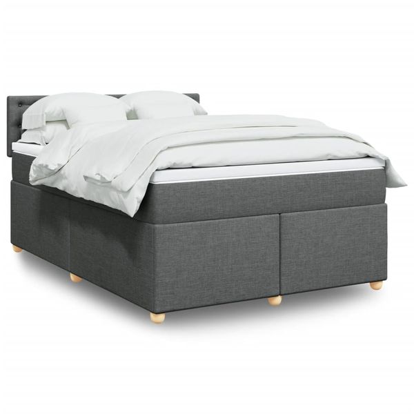 vidaXL Boxspring posteľ s matracom tmavosivá 140x200 cm látka